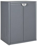 364062 vidaXL Градински шкаф за съхранение, сив, 65х45х88 см, PP ратан