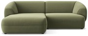 Зелен кадифен ъглов диван (ляв ъгъл) Moana – Makamii
