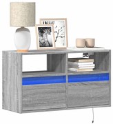 852332 vidaXL Стенен ТВ шкаф с LED осветление, сив сонома, 80x31x45 см