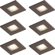 Комплект от 6 модерни вградени спота тъмен бронз квадрат IP44 - Qure