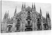 Картина на платно – Катедралата в Милано в черно-бяло изпълнение