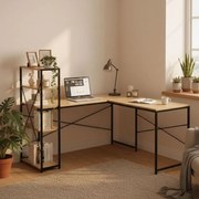 Ъглова работна и игрална маса с рафтове svetlá hnedá