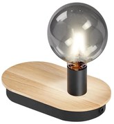 Ledvance - Настолна лампа DECOR WOOD с USB, 1xE27/8W/230V, сензорна