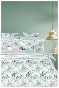 Бяло зелено двойно удължено спално бельо от памук Renforcé с включен долен чаршаф 4 части 200x220 cm – Mila Home