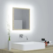 804911 vidaXL LED огледало за баня, дъб сонома, 40x8,5x37 см, акрил