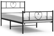 355473 vidaXL Метална рамка за легло с горна и долна табла, черна, 90x190 см