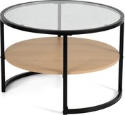 Черна/в естествен цвят кръгла масичка за кафе от декор от дъб ø 68 cm Zanu – Bonami Essentials