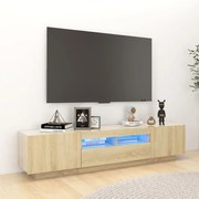 3081900 vidaXL ТВ шкаф с LED осветление, дъб сонома, 180x35x40 см