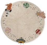 Кремаво ръчно изработено памучно детско килимче за игра подходящо за пране ø140 cm Interstellar Journey – Lorena Canals