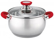 Тенджера Oliver Voltz OV51210N26, 26 см, 7.7 л, Индукция, Силиконови дръжки, Инокс/червен