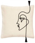 Декоративна калъфка за възглавница atmosphera Face, 40x40, Слонова кост