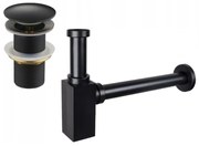 Mexen половин сифон за мивка квадратен с капачка клик-клак, без преливник, черен античен - 7991060-79