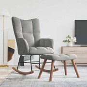 328150 vidaXL Люлеещ се стол с табуретка, светлосив, кадифе