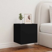 837248 vidaXL Стенен ТВ шкаф с LED осветление, черен, 40,5x35x40 см