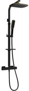 Mexen CQ49 комплект горен душ с окачване и термостатен смесител, черно/златно - 772504995-75