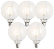 Комплект от 5 Интелигентни димируеми LED крушки E27 G125 прозрачни 7W 806lm 2700-6500K