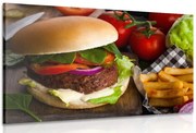 Картина на платно – Хамбургер с пържени картофки