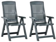 48767 vidaXL Градински регулируеми столове, 2 бр, пластмаса, зелени
