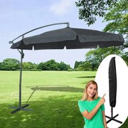 Голям градински чадър със стойка в тъмно сиво