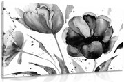 Картина на платно – Прекрасни черно-бели лалета в интересно изпълнение