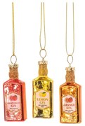 Стъклени ръчно изработени коледни украси в комплект от 3 бр. ø 3 cm Gin Bottle – Sass & Belle