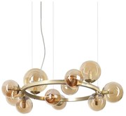 Ideal Lux - LED Пендел PERLAGE 11xG9/3W/230V Ø 73 см златист/опушен