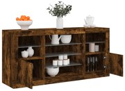 3209090 vidaXL Сайдборд с LED светлини, oпушен дъб, 142,5x37x67 см