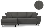 Тъмно сив ъглов велурен диван, ляв ъгъл Jazz - Kooko Home