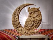 Декоративно пано "Лунен пазител", дърворезба /модел D010044/