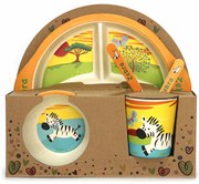 Детски сервиз за хранене 5 части с кръгла трисекционна чиния "Зебра"