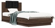 3209946 vidaXL Рамка за легло с табла, кафяв дъб, 90x200 см, инженерно дърво