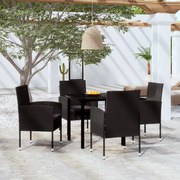 3099614 vidaXL Градински трапезен комплект, 5 части, черен