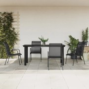 3200694 vidaXL Градински трапезен комплект 5 части черен стомана и текстилен