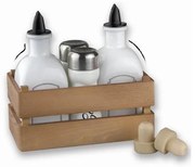 Horecano - Стъклен оливерник от 5 части в дървена касетка натурал OLD FASHIONED-(HC-32136)