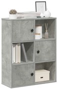 860385 vidaXL Библиотека, бетонно сива, 60x24x76,5 см, инженерно дърво