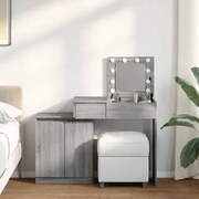 848232 vidaXL Тоалетка с LED, сив сонома, 115x37x110,5 см