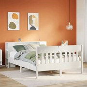 3323195 vidaXL Легло с етажерка за книги, без матрак, 120x190 см, бор масив