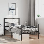 372290 vidaXL Метална рамка за легло с горна и долна табла, черна, 100x200 см