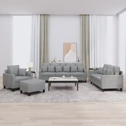 3201640 vidaXL Комплект дивани 4 части с възглавници светлосив текстил