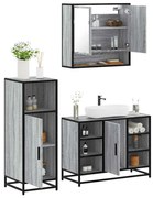 3301003 vidaXL Комплект мебели за баня от 3 части сив сонома инженерно дърво