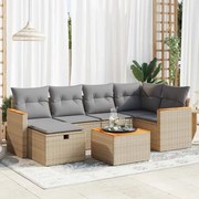 3325923 vidaXL Градински диван с възглавници, 7 части, бежов полиратан