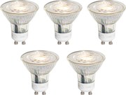 Комплект от 5 GU10 50mm 3-степенни димируеми LED крушки Kelvin прозрачни 4.9W 450 lm 2000-2700K