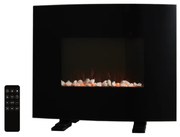 Електрическа камина с пламъчен ефект - черна, дистанционно управление, 1000/2000 W
