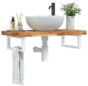 3302740 vidaXL Стенен рафт за мивка, стомана и масивно дърво акация