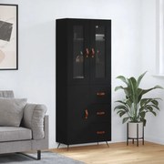 Sonata H Висок шкаф, черен, 69,5x34x180 см, инженерно дърво