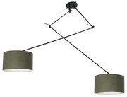 Интелигентна висяща лампа черна с абажур 35 см зелен с 2 Wi-Fi A60 - Blitz