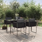 3156500 vidaXL Градински трапезен комплект, 5 части, черен