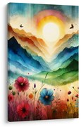 Картина на платно – Приказен пейзаж с цветя и слънце