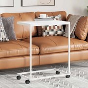 343103 vidaXL Помощна маса с колелца бяла 55x35x70 см инженерно дърво
