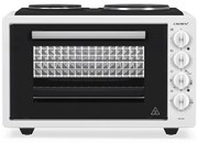 Малка готварска печка Crown CMO-433W, 42 л, 1300 W, Два котлона, 3 функции, Емайл, Бял
